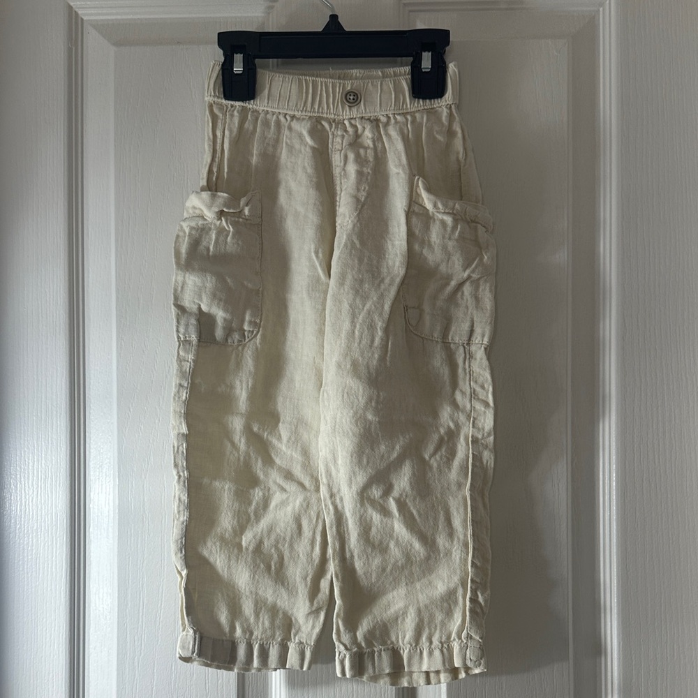 Zara Off-White Linen Cargo Pants